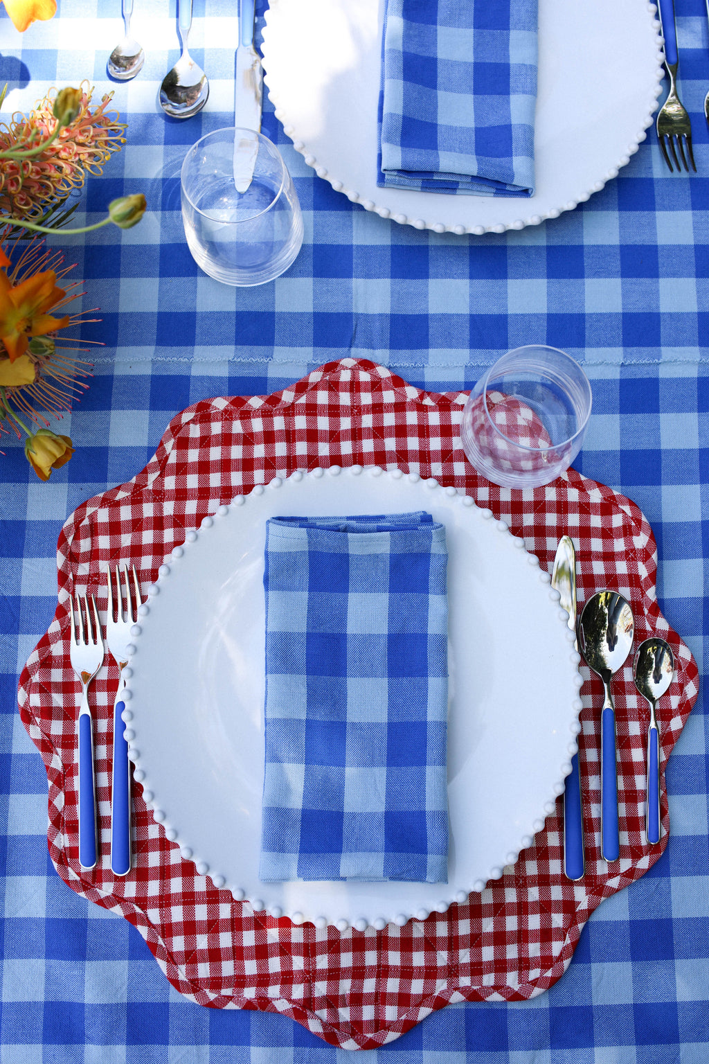MINI GINGHAM - Red Scalloped Edge Placemat