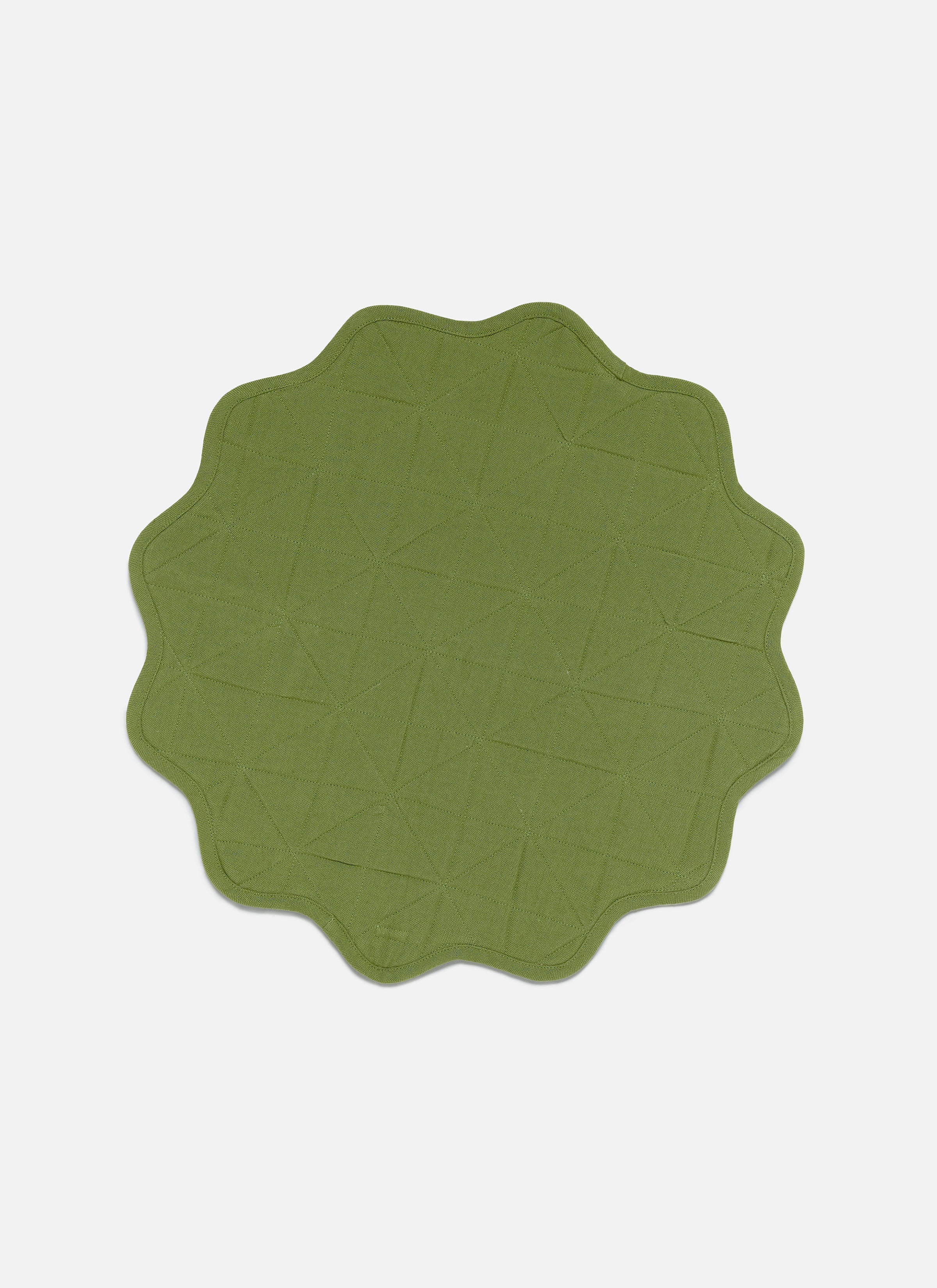SOLID - Light Green Quilted Scallop Edge Placemat