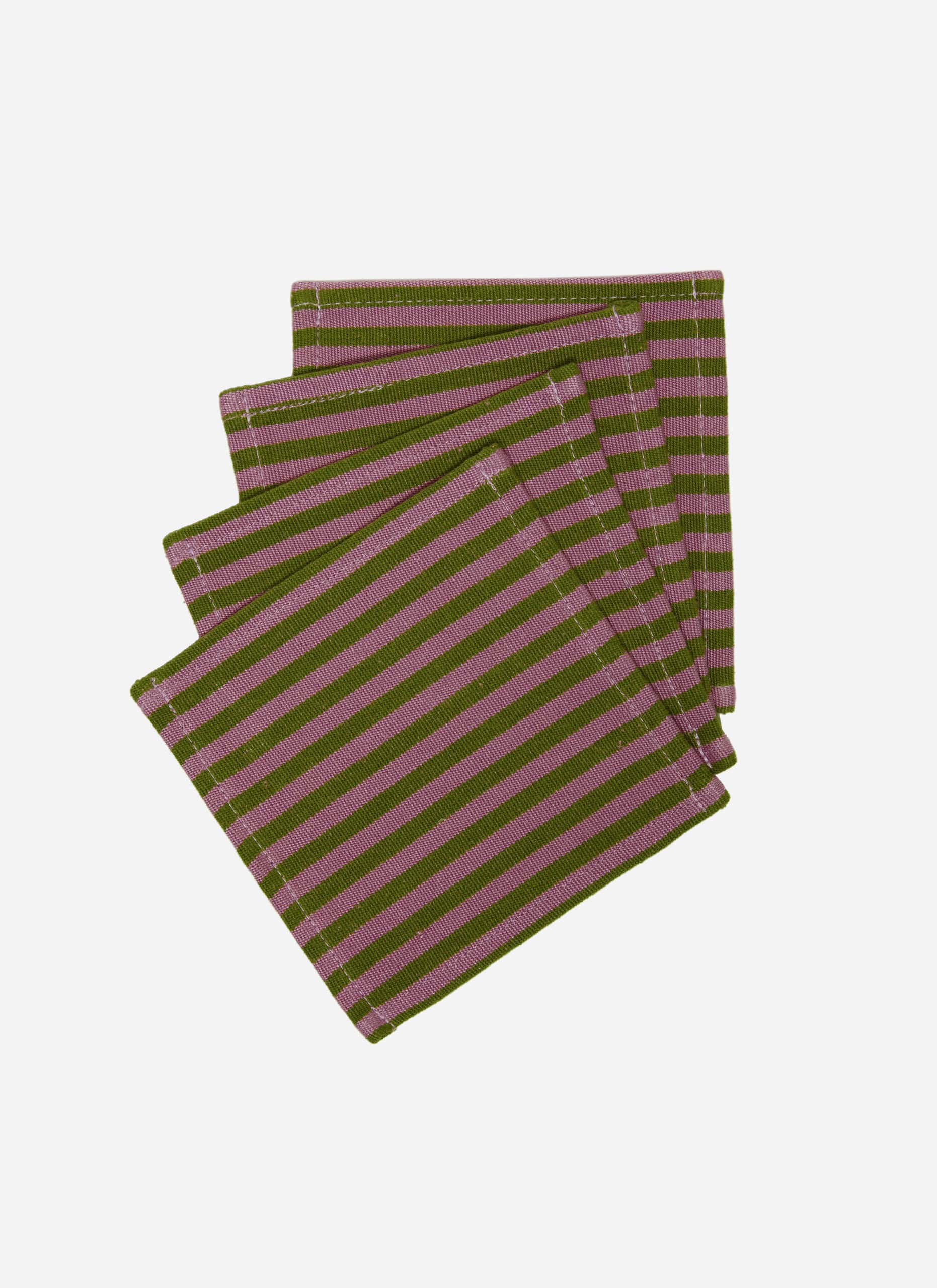 HTH x Domino MINI STRIPE - Lilac & Moss Cocktail Napkins