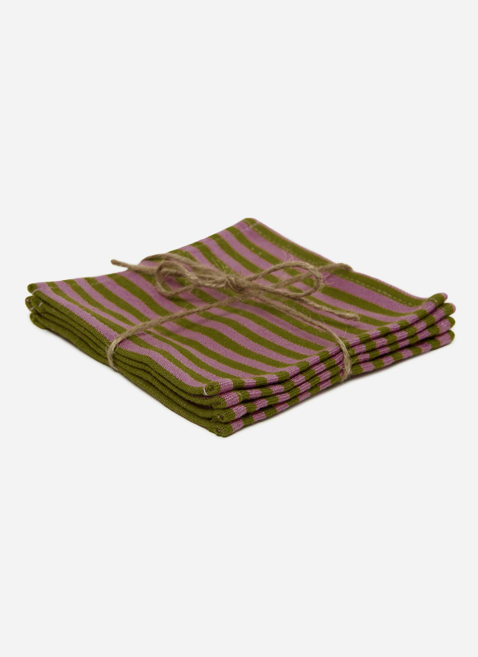 HTH x Domino MINI STRIPE - Lilac & Moss Cocktail Napkins