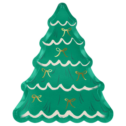 Christmas Tree With Bows Plates (x8)