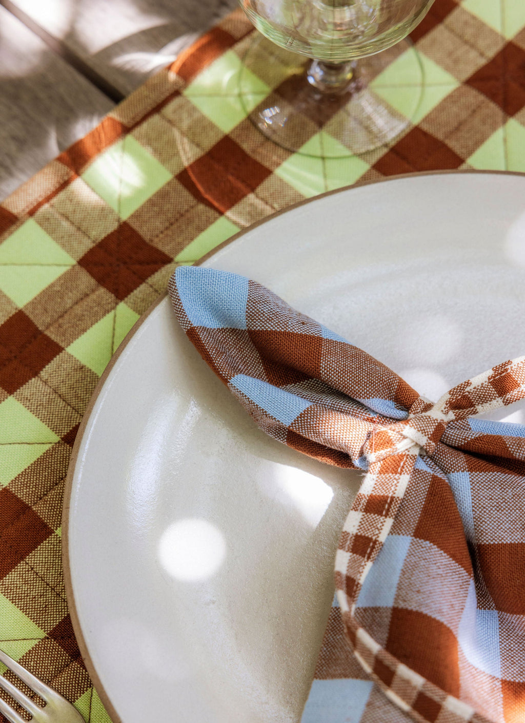 GINGHAM - Avocado Quilted Placemat