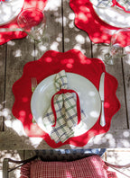SOLID - Red Quilted Scallop Edge Placemat