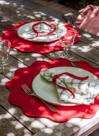 SOLID - Red Quilted Scallop Edge Placemat