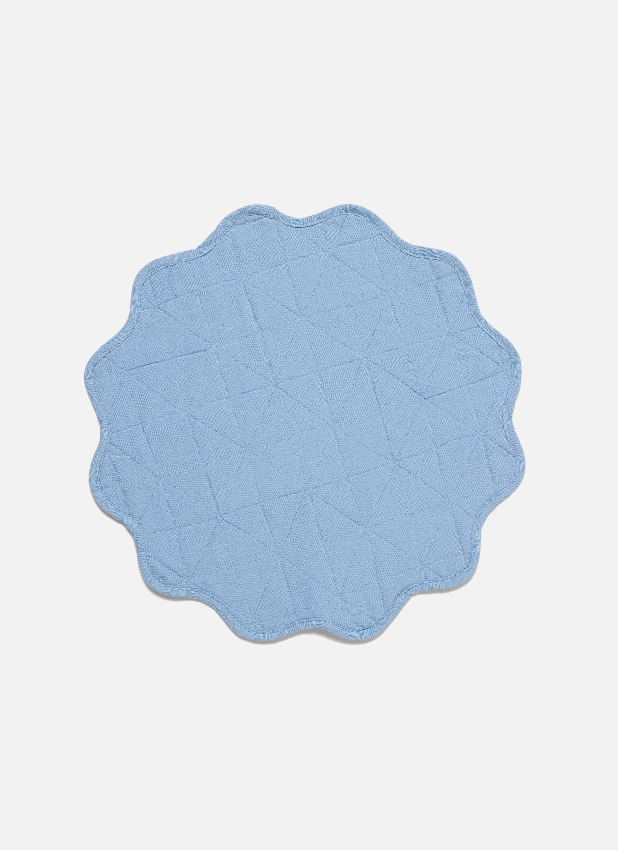 SOLID - Light Blue Quilted Scallop Edge Placemat
