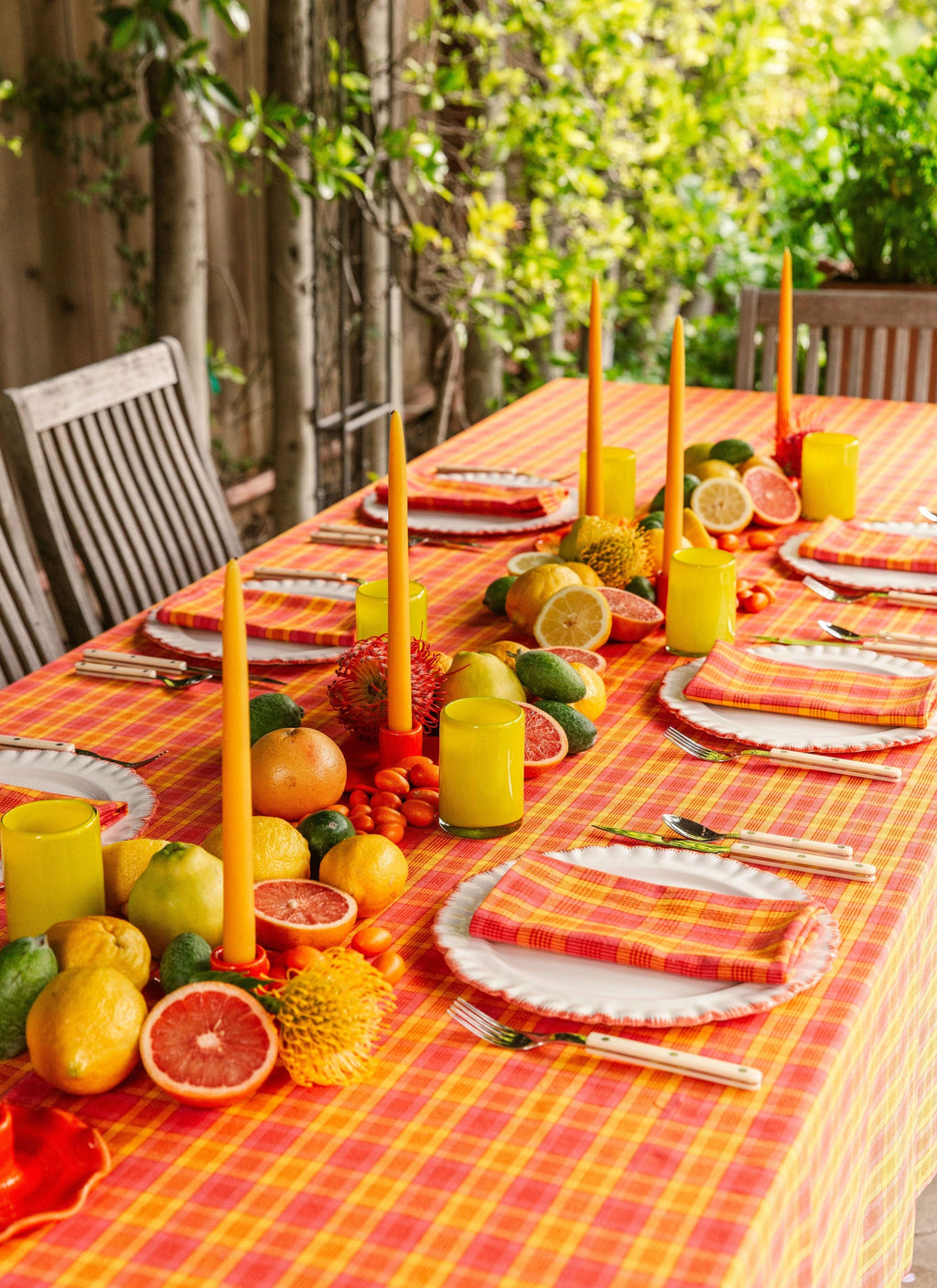 NANTUCKET PLAID - Citrus Tablecloth