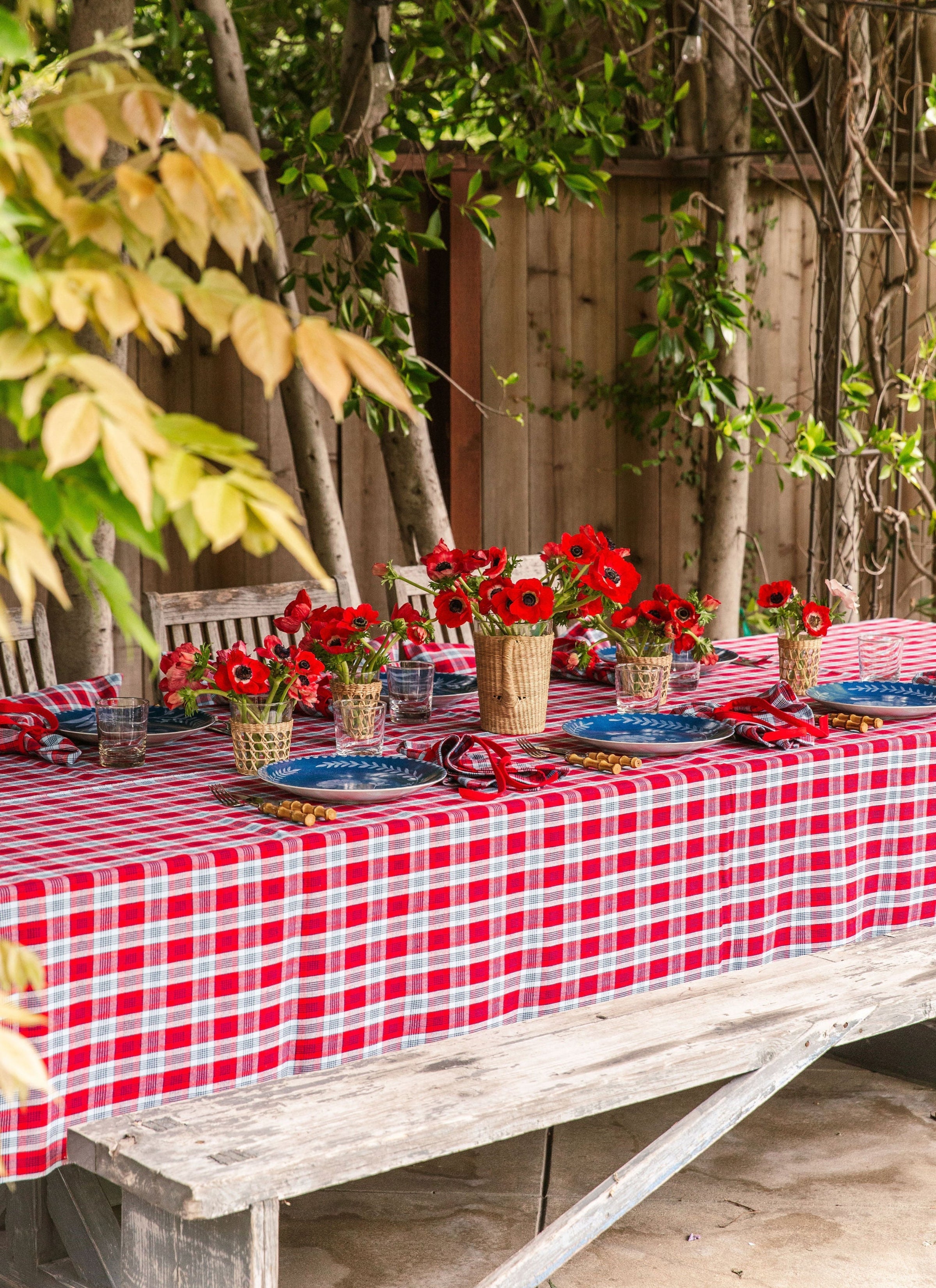 NANTUCKET PLAID - Red Tablecloth