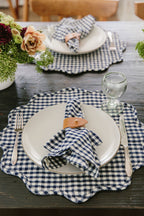 MINI GINGHAM -  Indigo Scalloped Edge Placemat