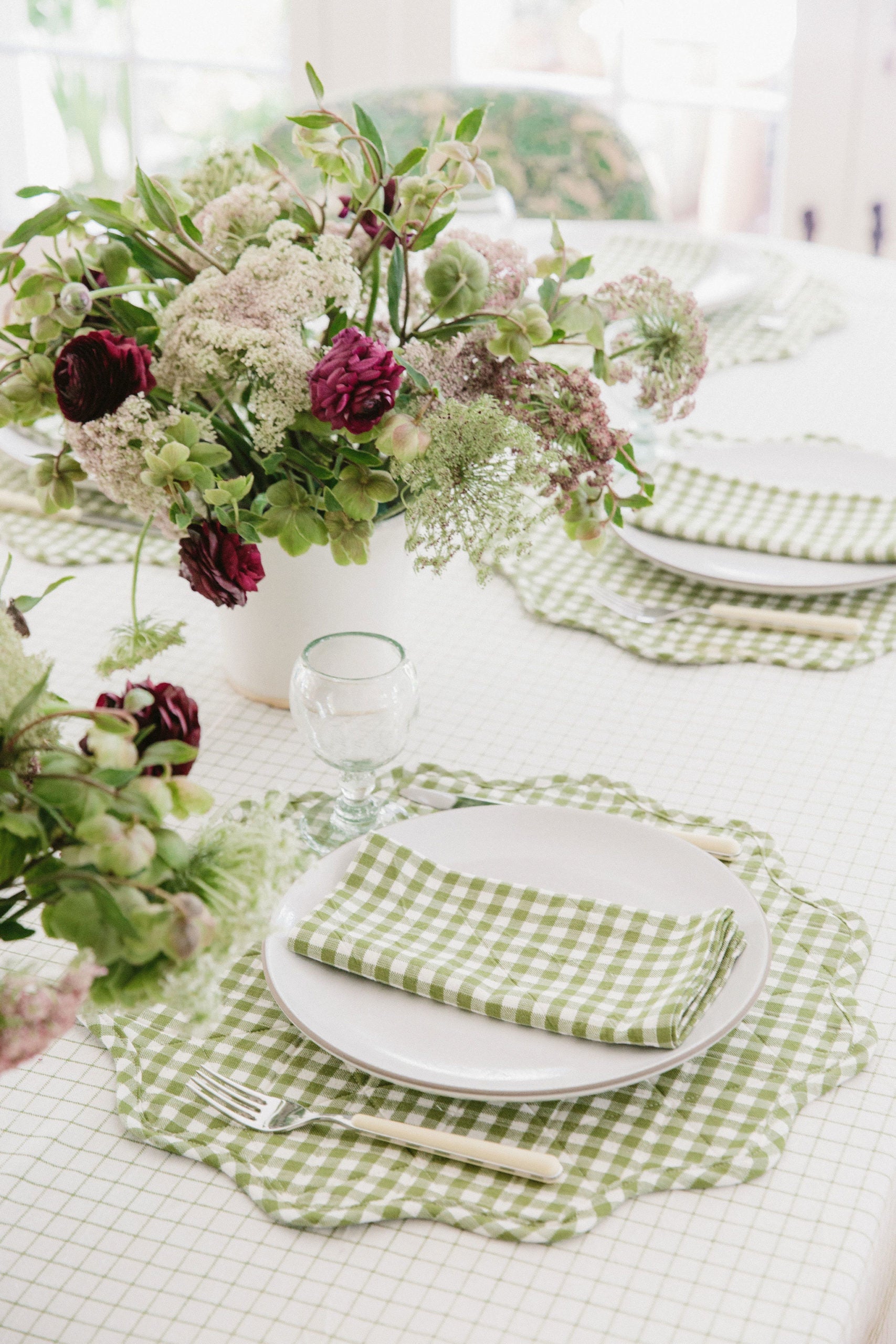 MINI GINGHAM - Olive Scalloped Edge Placemat