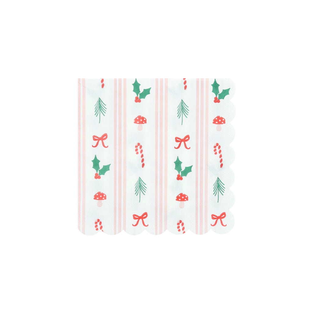 Festive Icon Stripes Small Napkins (x16)
