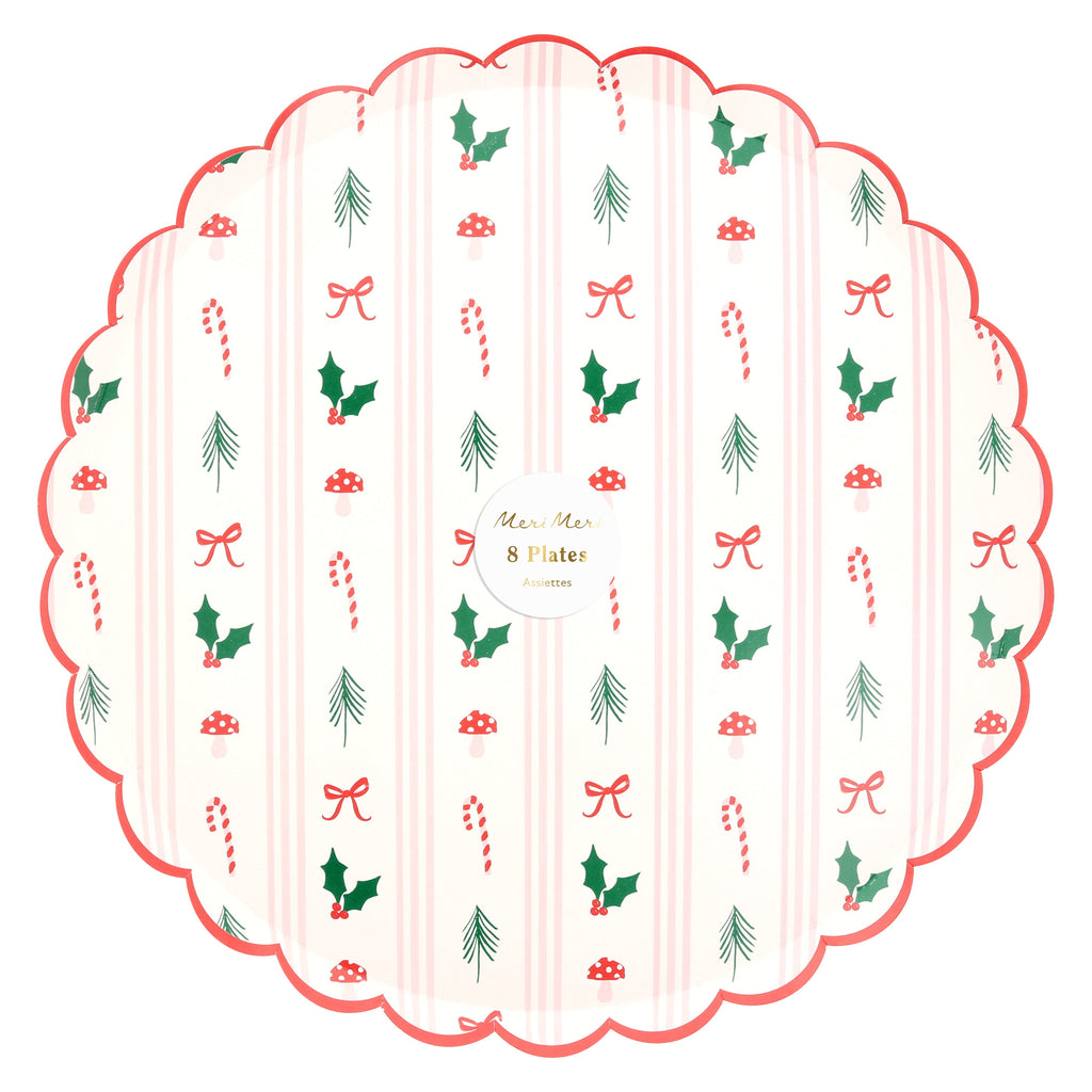 Festive Icon Stripes Dinner Plates (x8)