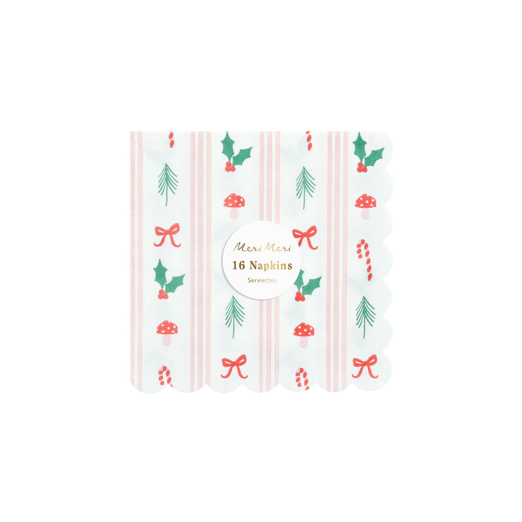 Festive Icon Stripes Small Napkins (x16)
