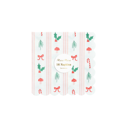 Festive Icon Stripes Small Napkins (x16)
