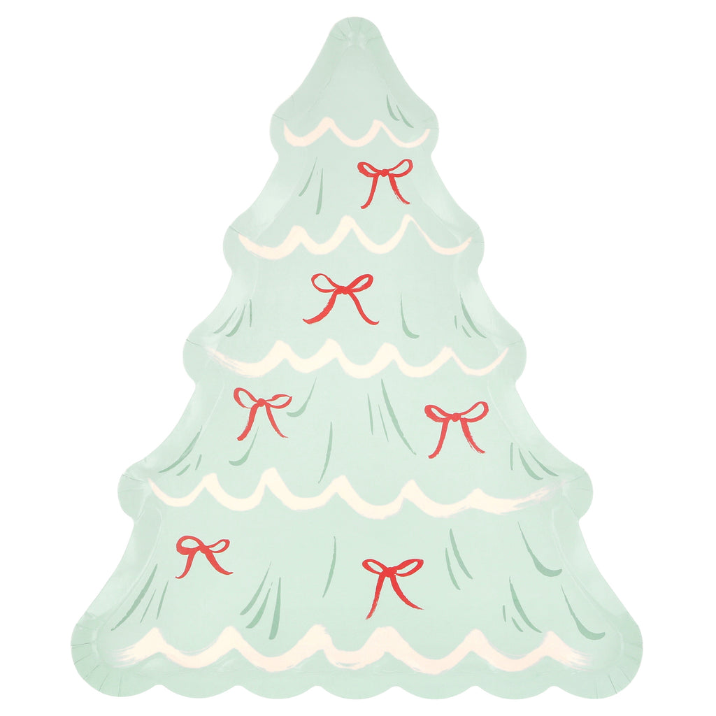 Christmas Tree With Bows Plates (x8)