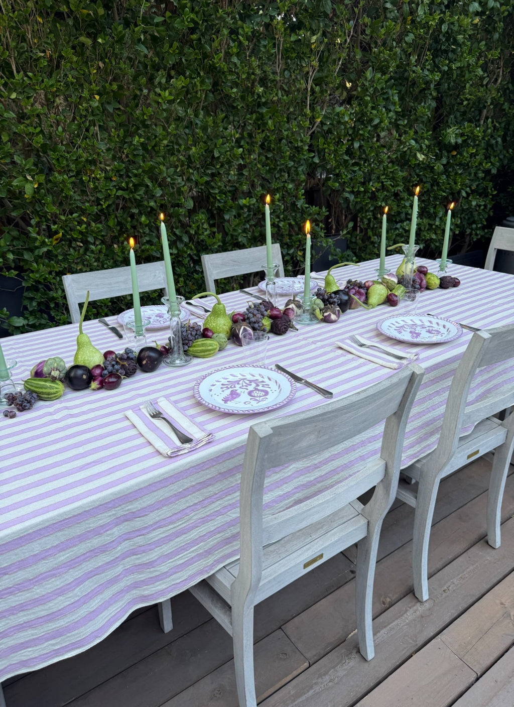 LILAC & CREAM - Stripe Tablecloth