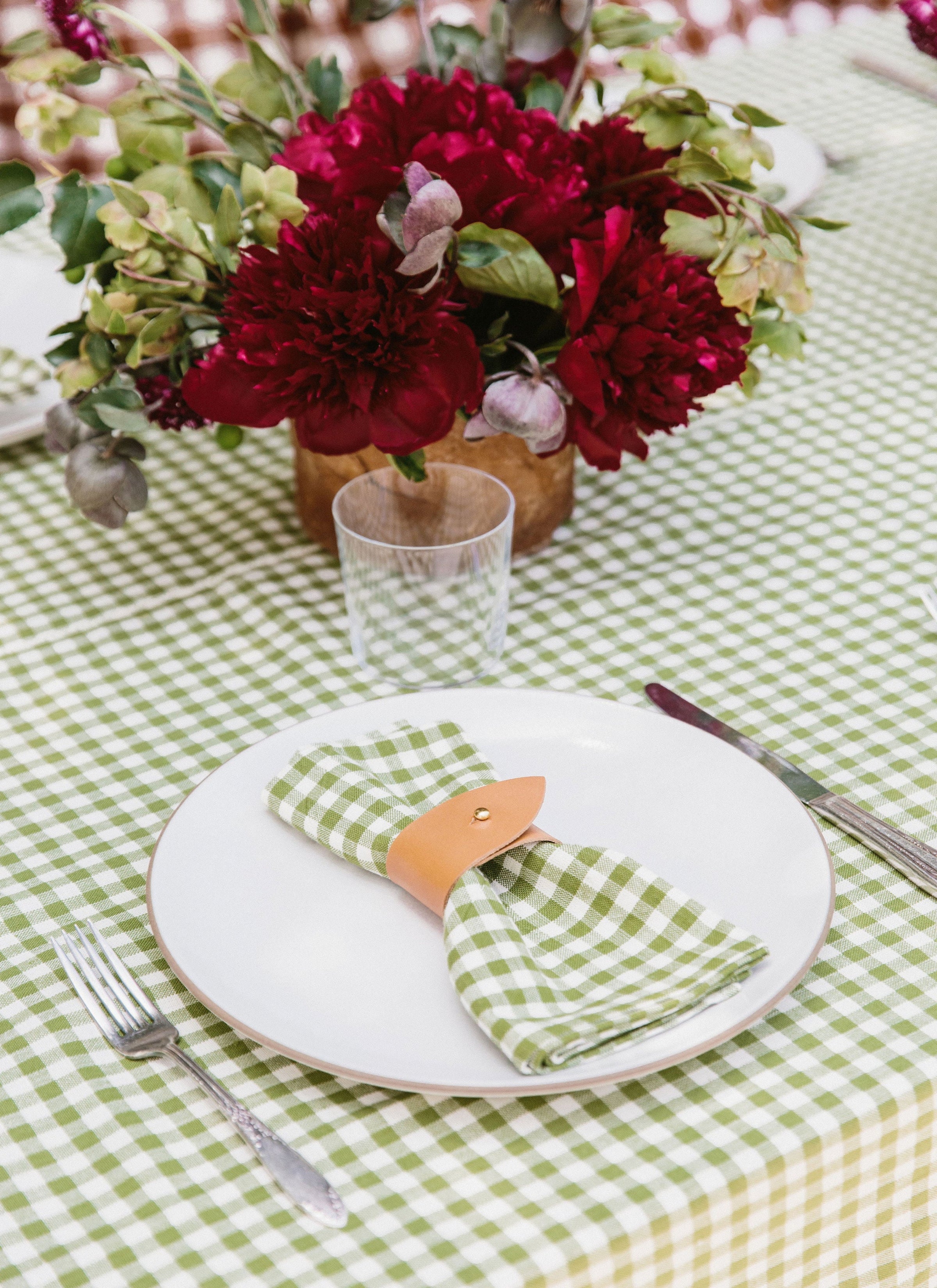MINI GINGHAM - Olive Tablecloth