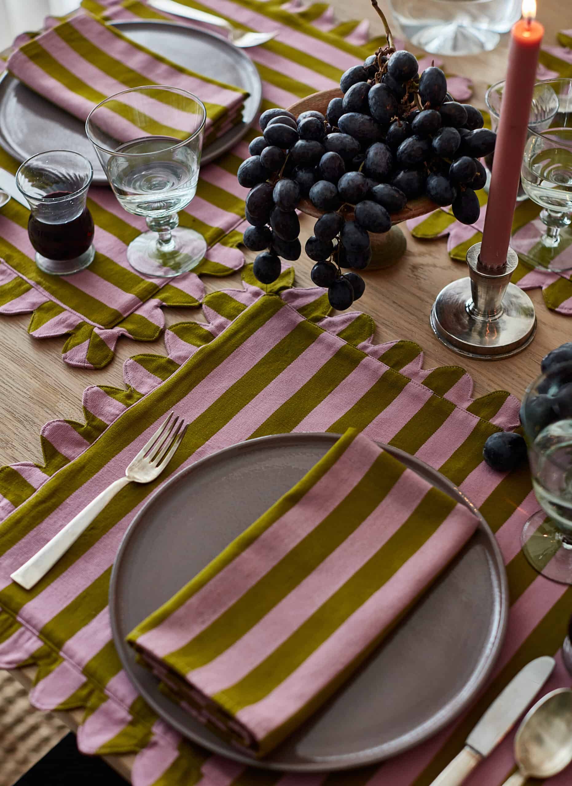 HTH x Domino MEDIUM STRIPE - Lilac & Moss Placemat