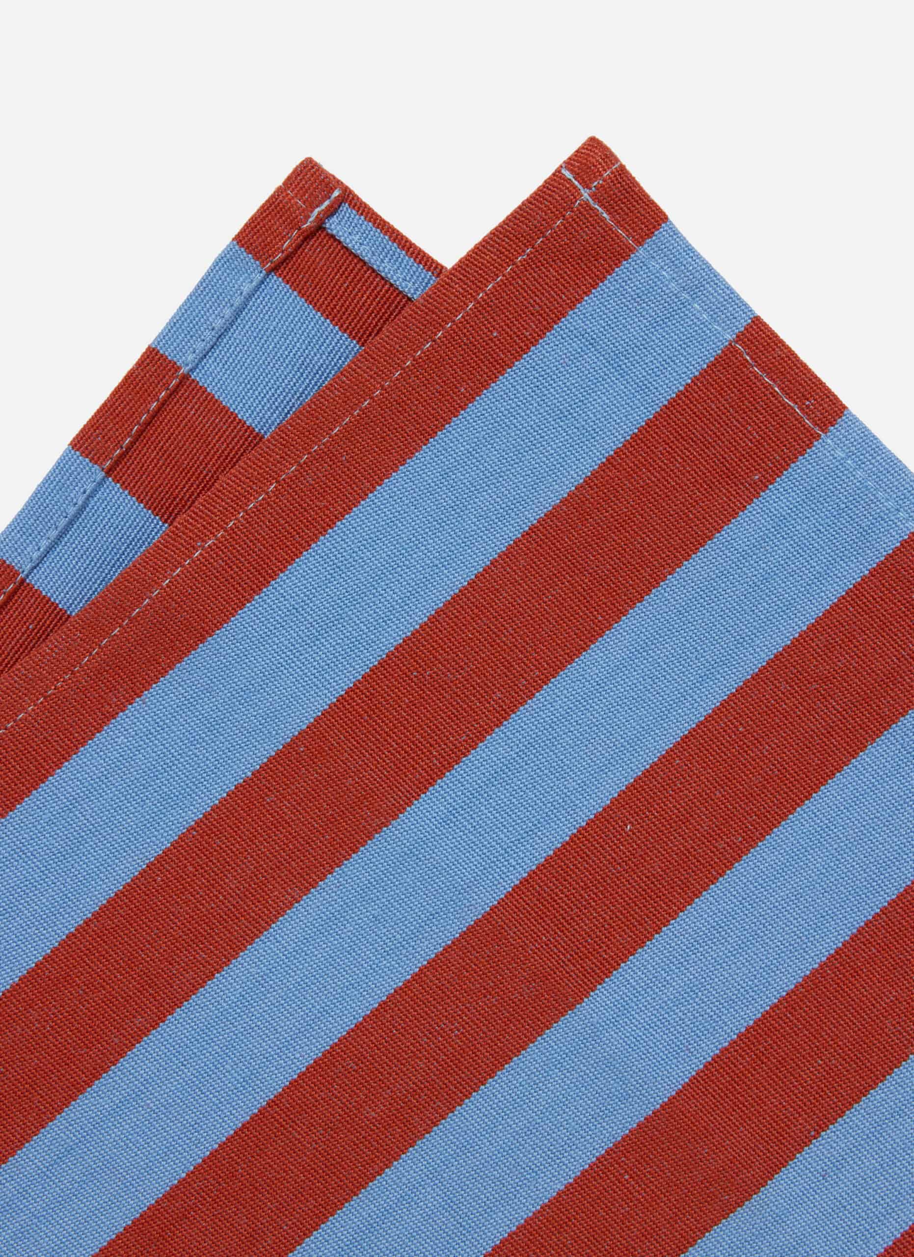 HTH x Domino MEDIUM STRIPE -  Tomato & Blue Napkins