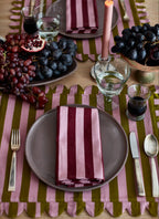 HTH x Domino MEDIUM STRIPE - Lilac & Pomegranate Napkins