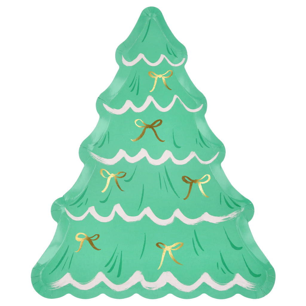 Christmas Tree With Bows Plates (x8)
