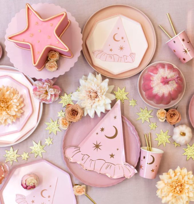 Pink Witch Hat Plates (x8)