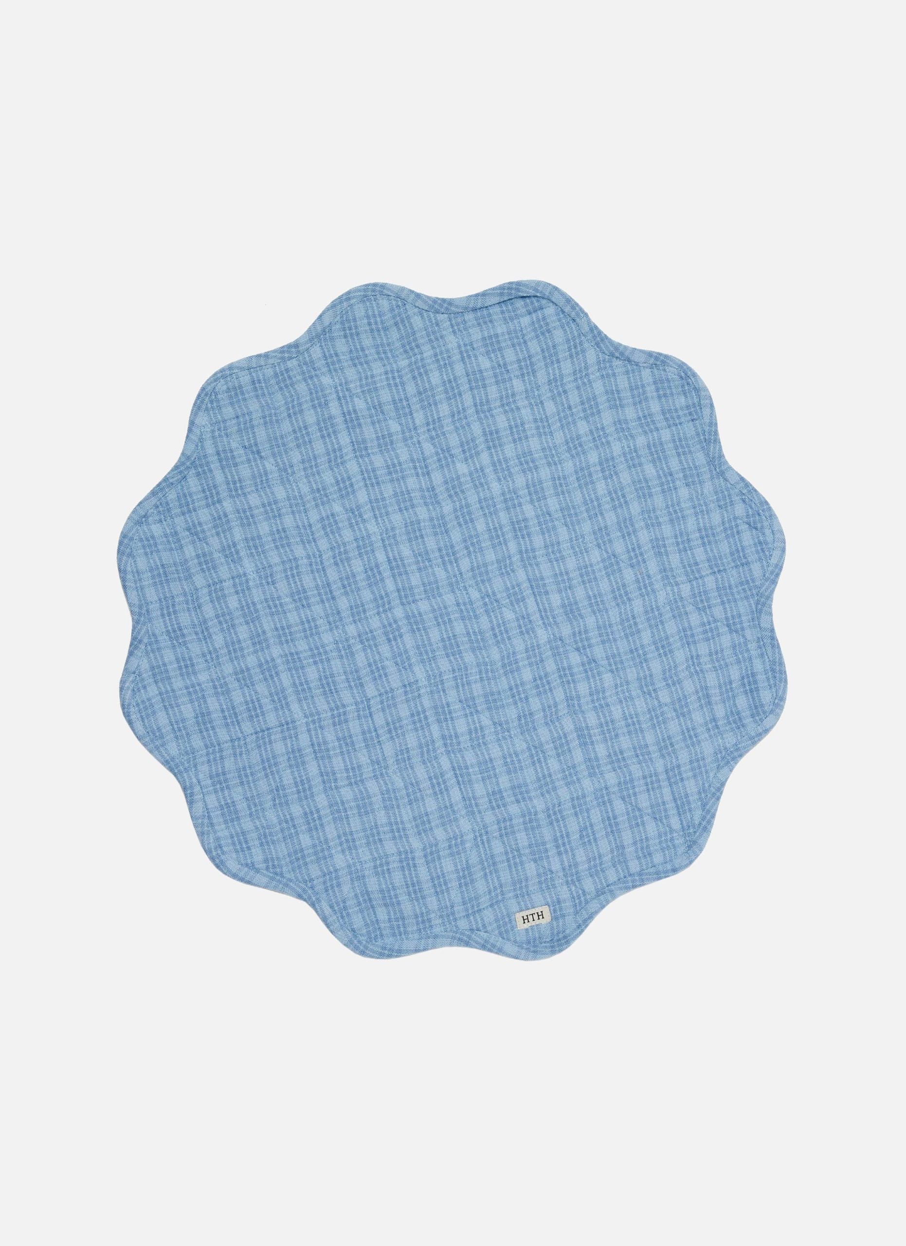 KATHERINE PLAID - Powder Blue Scalloped Edge Placemat