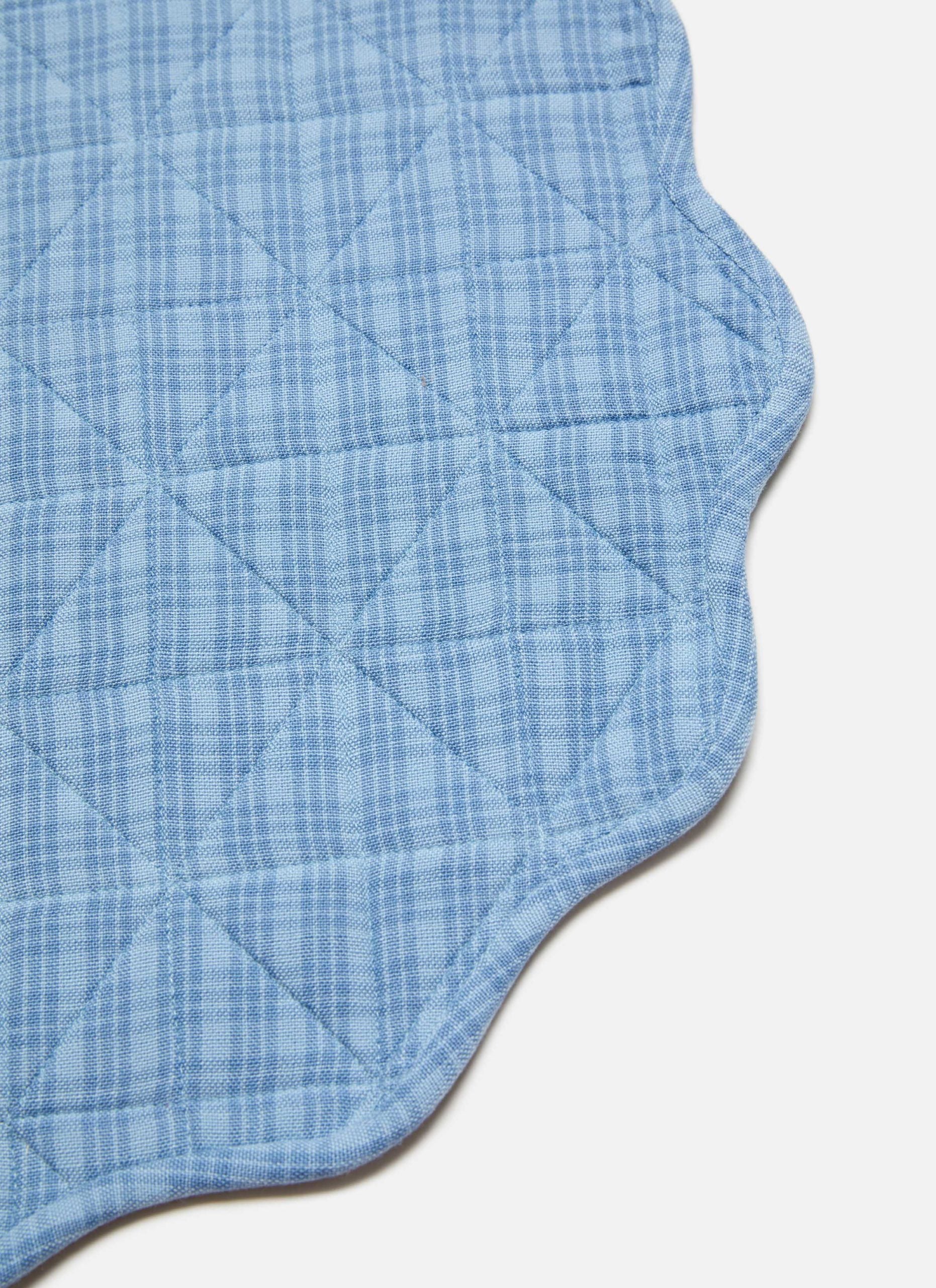 KATHERINE PLAID - Powder Blue Scalloped Edge Placemat