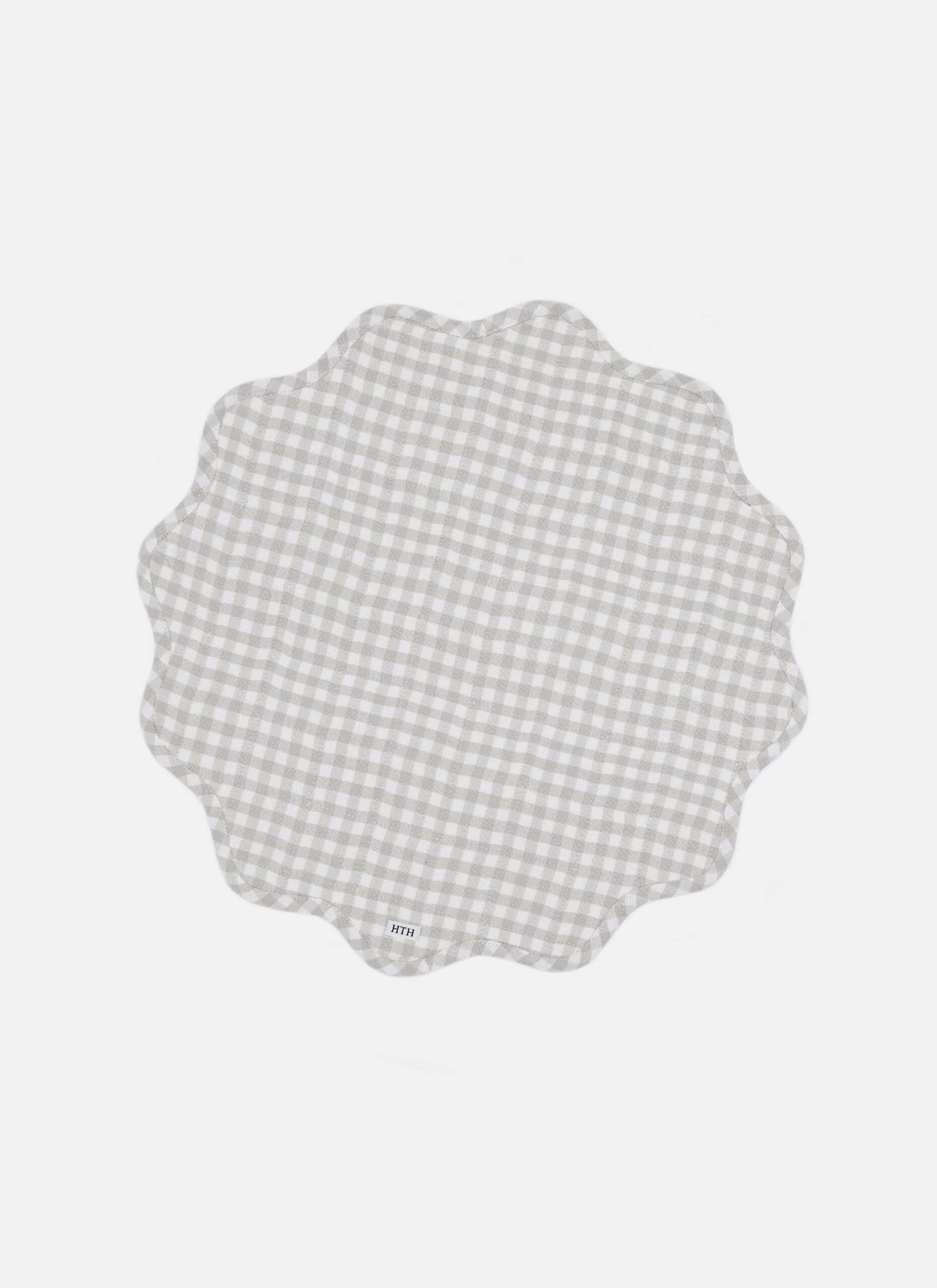 MINI GINGHAM - Dove Quilted Scallop Edge Placemat