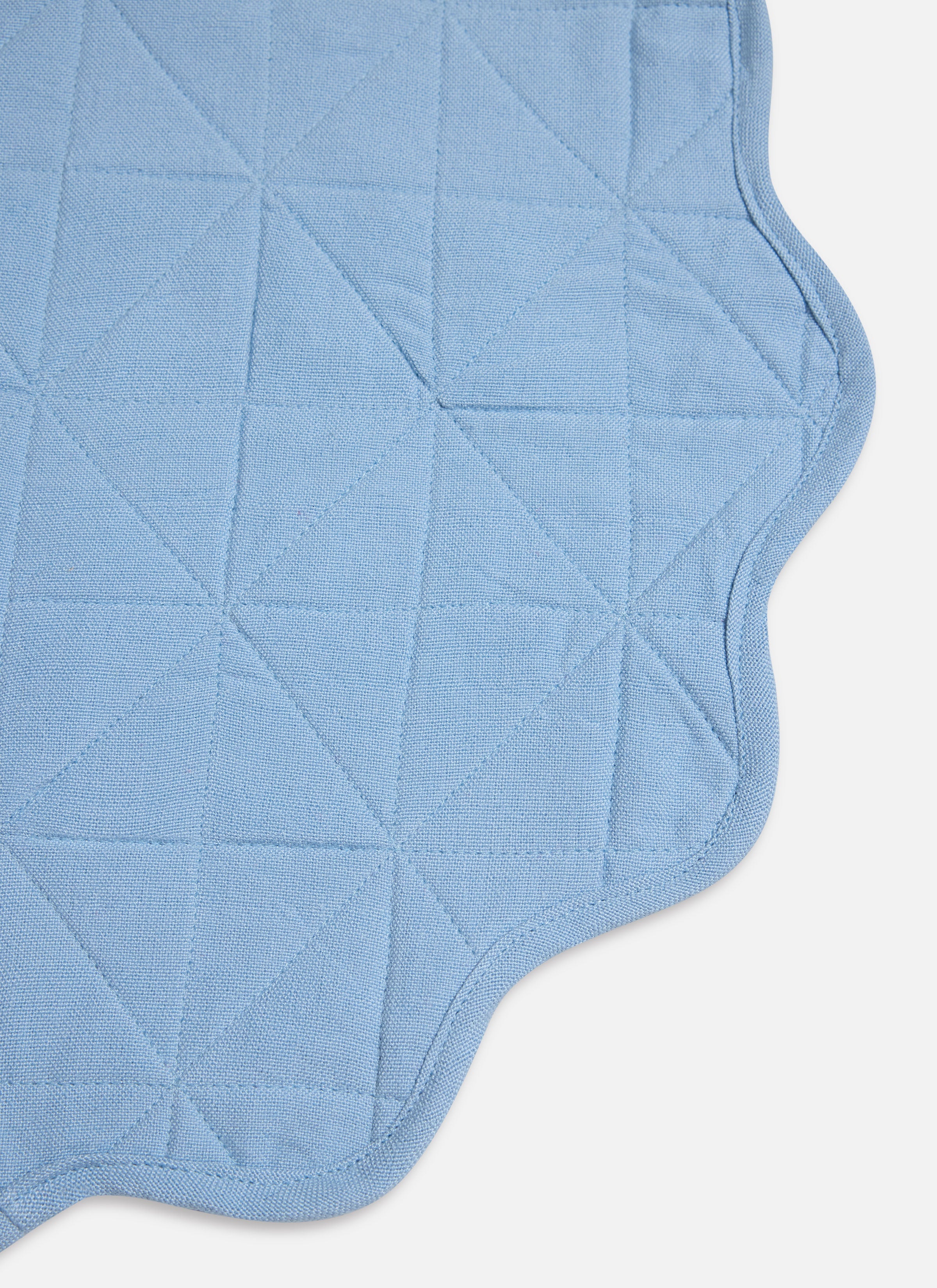 SOLID - Light Blue Quilted Scallop Edge Placemat