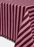 HTH x Domino MEDIUM STRIPE - Lilac & Pomegranate Tablecloth
