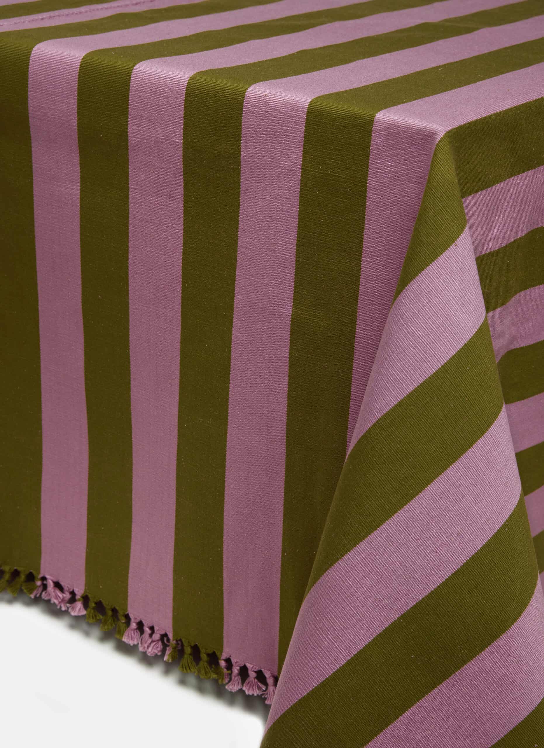 HTH x Domino WIDE STRIPE - Lilac & Moss Tablecloth