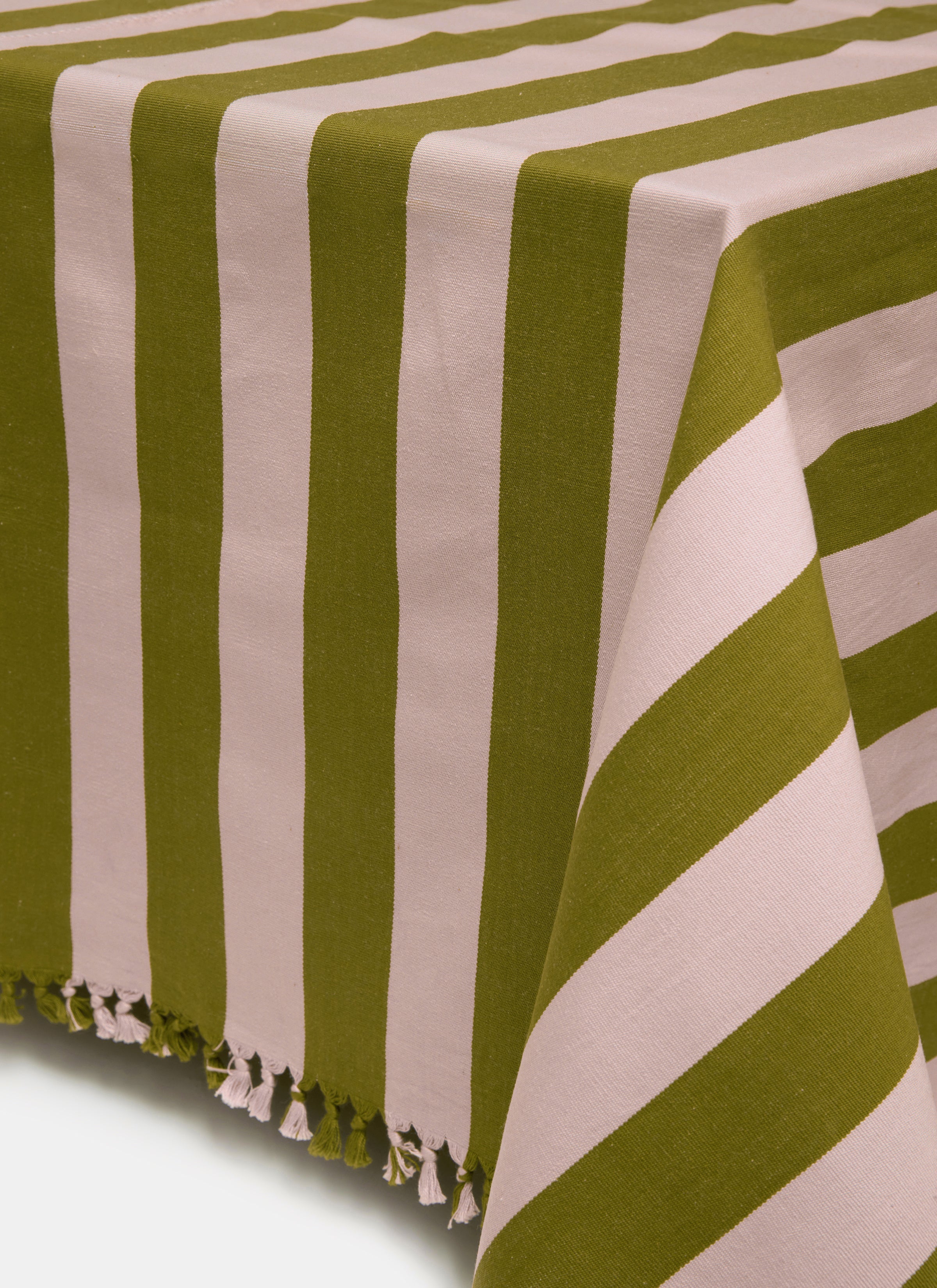 HTH x Domino WIDE STRIPE - Oat & Moss Tablecloth