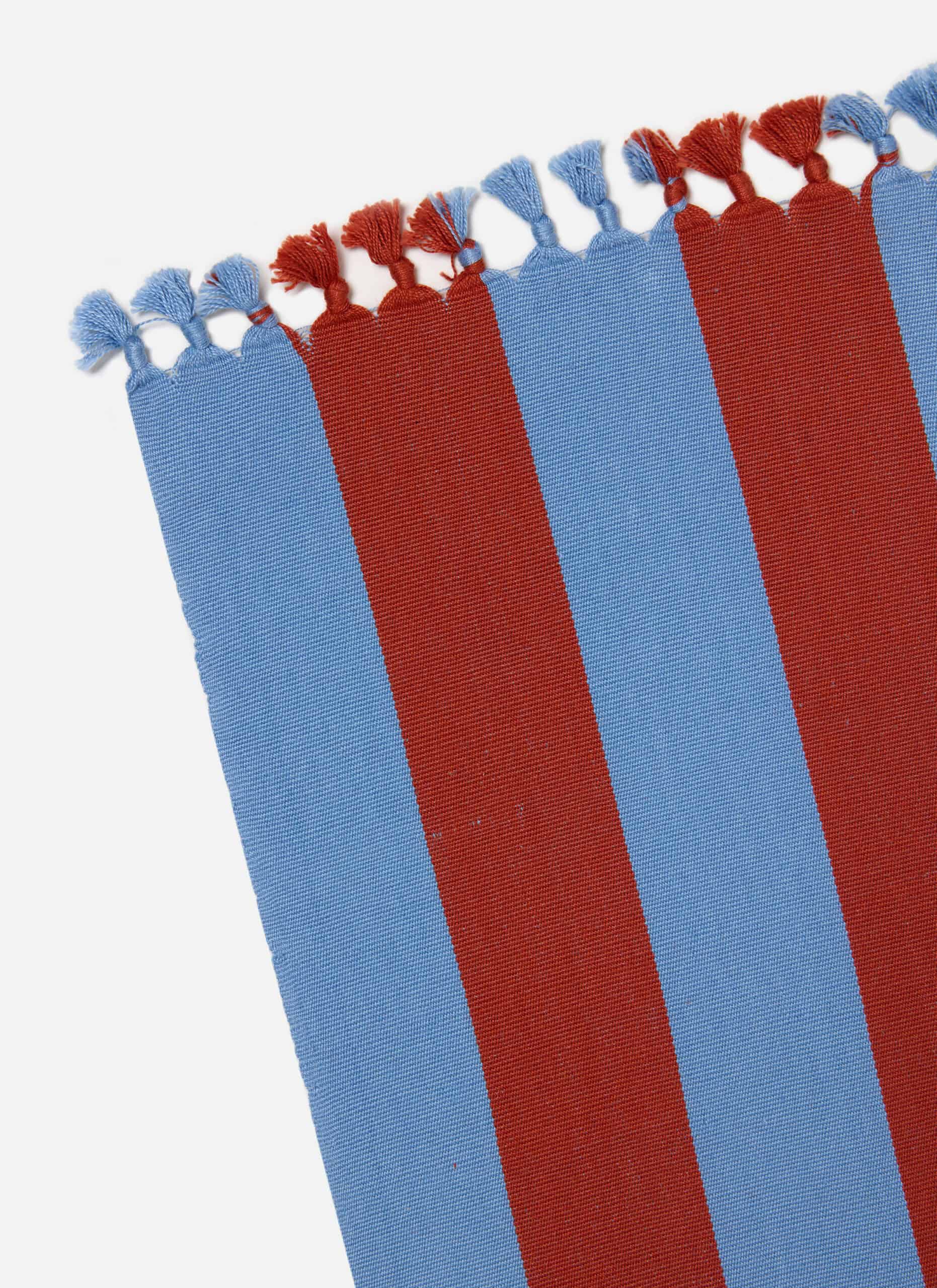 HTH x Domino WIDE STRIPE - Tomato & Blue Tablecloth