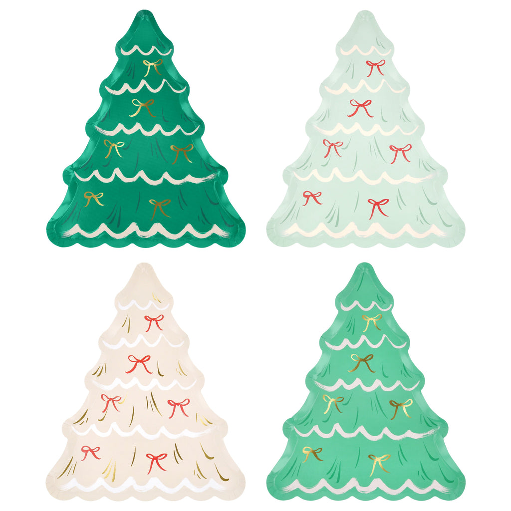 Christmas Tree With Bows Plates (x8)