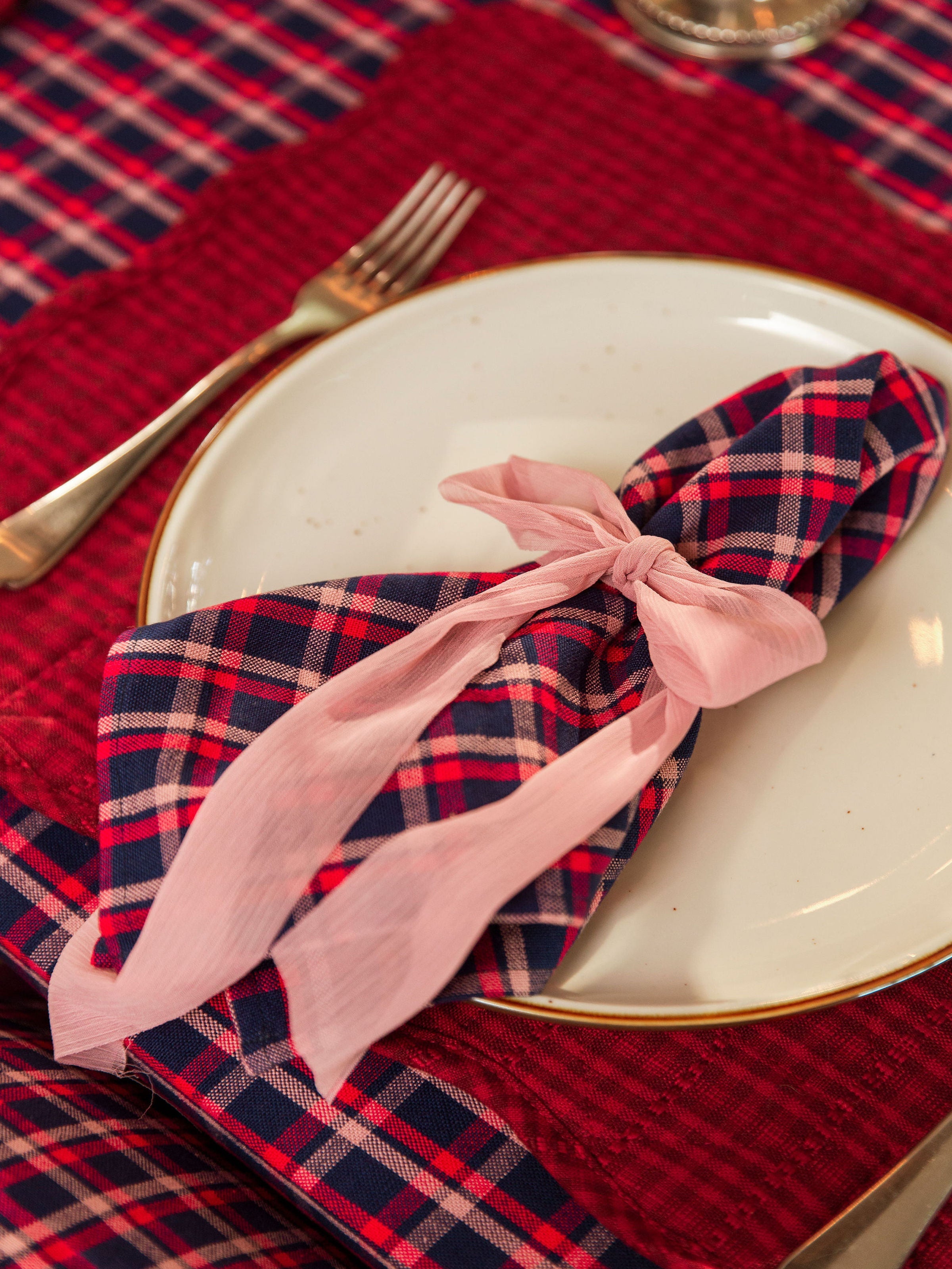 HTH x NICKEY KEHOE - Alexandra Plaid Navy Napkins