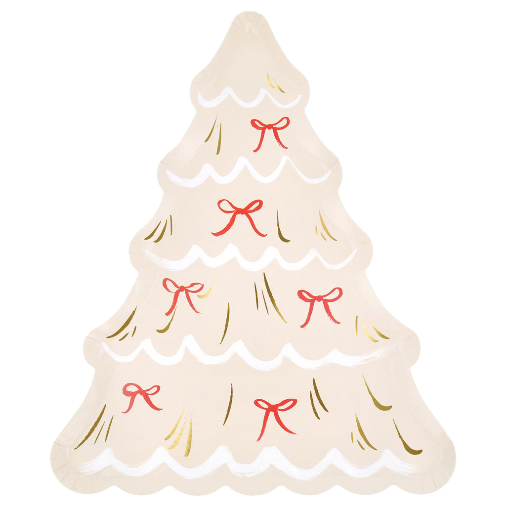 Christmas Tree With Bows Plates (x8)