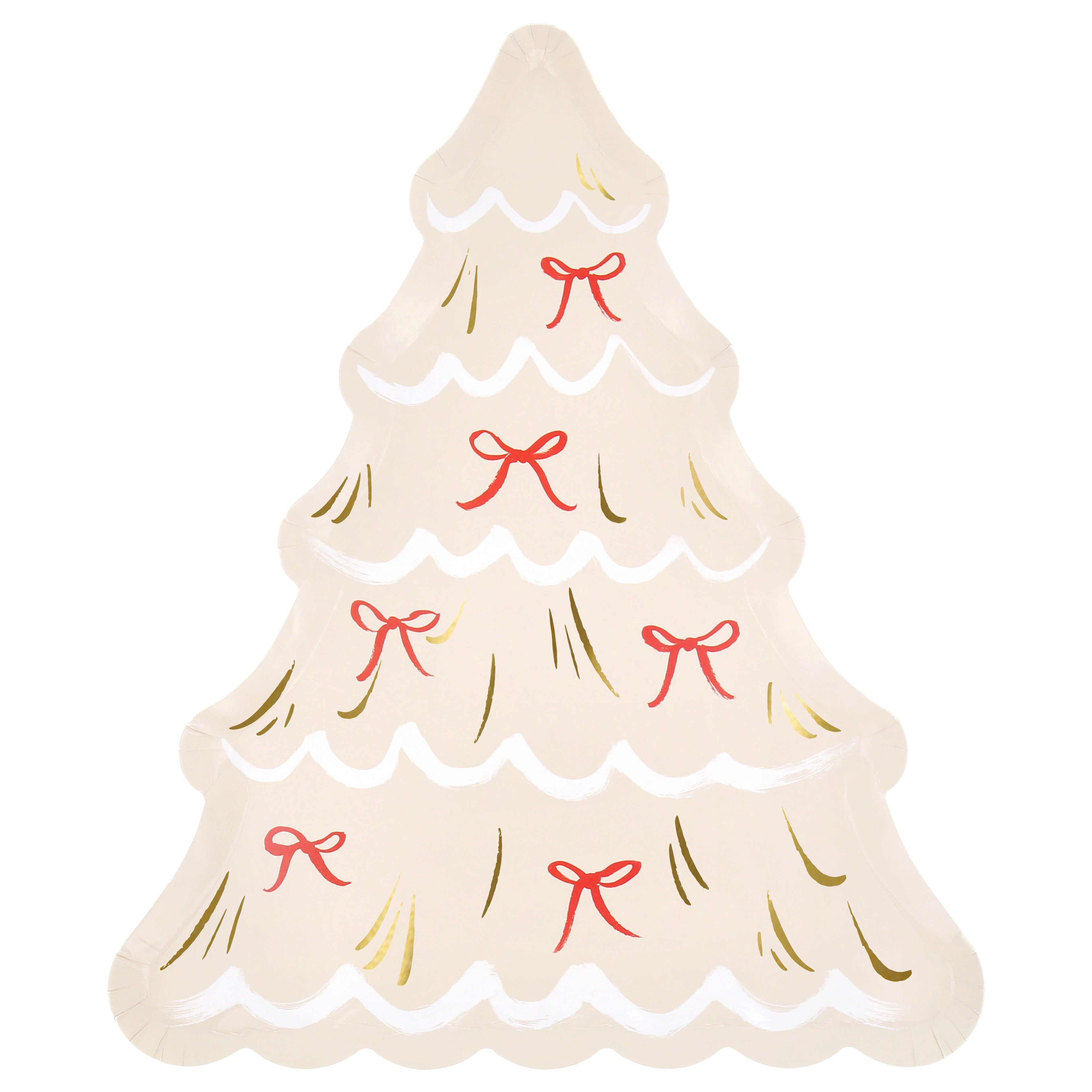 Christmas Tree With Bows Plates (x8)