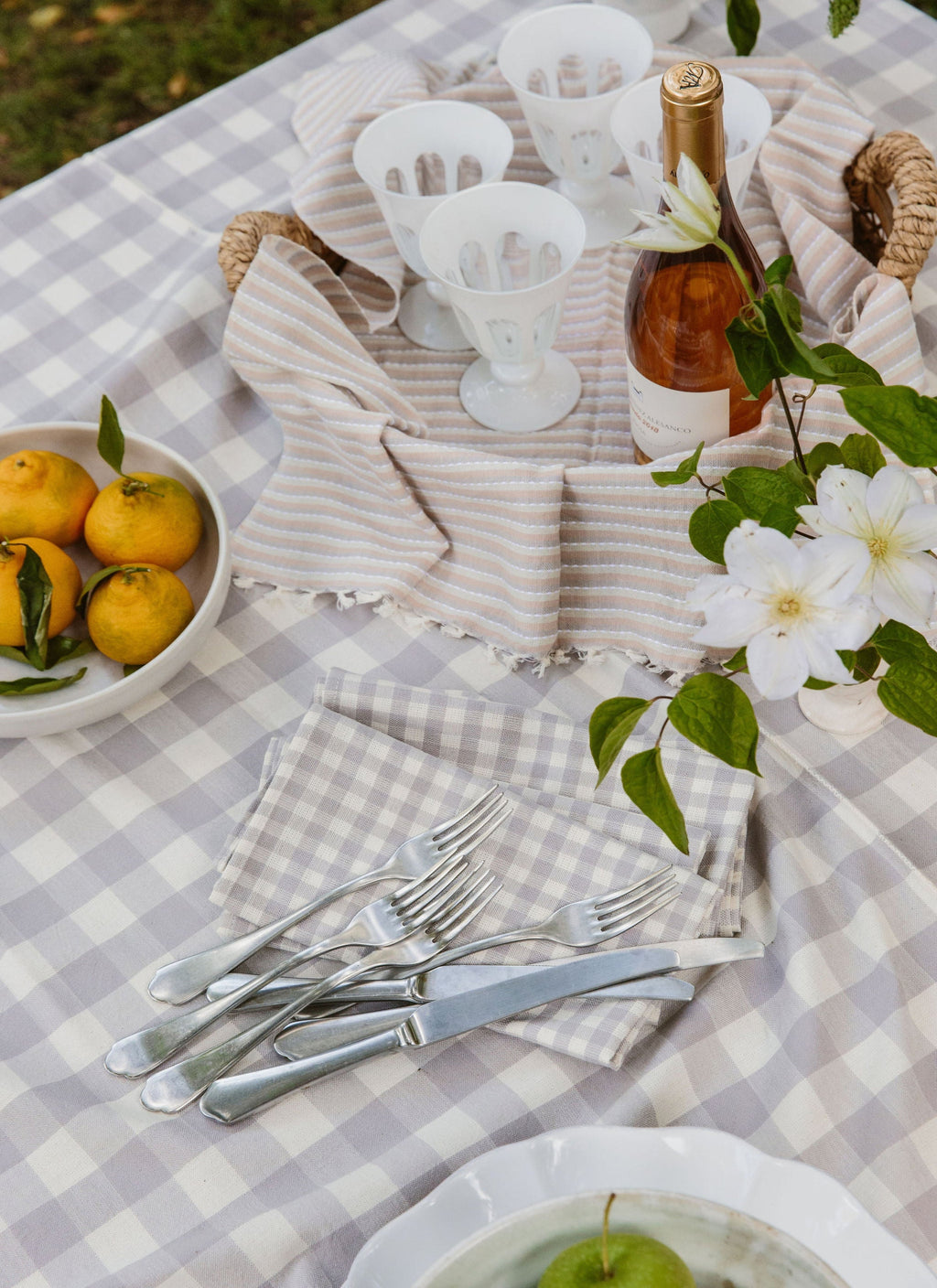 MINI GINGHAM -  Dove Napkins