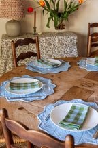 SOLID - Light Blue Quilted Scallop Edge Placemat