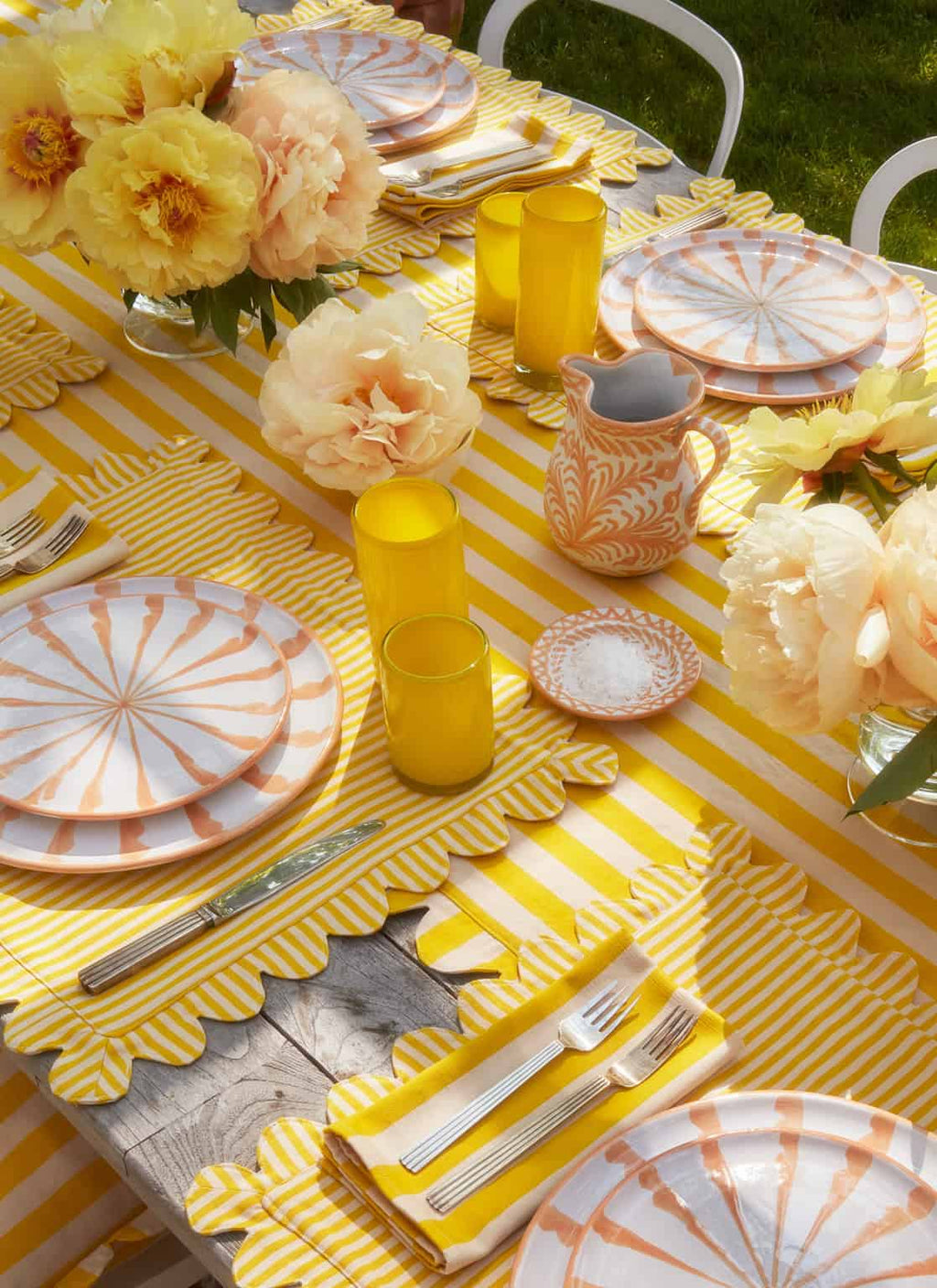 HTH x Domino MEDIUM STRIPE - Lemon & Sand Napkins