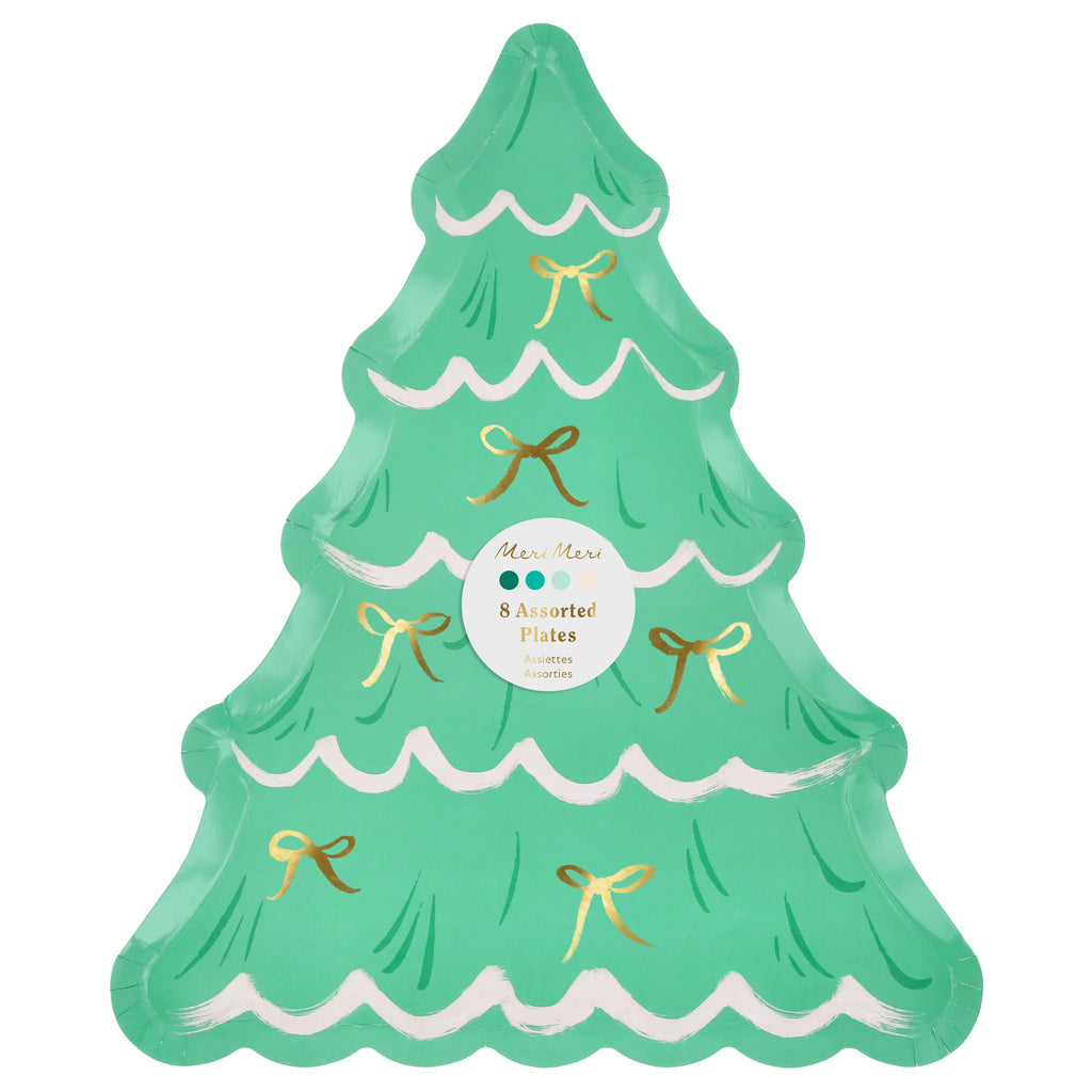 Christmas Tree With Bows Plates (x8)