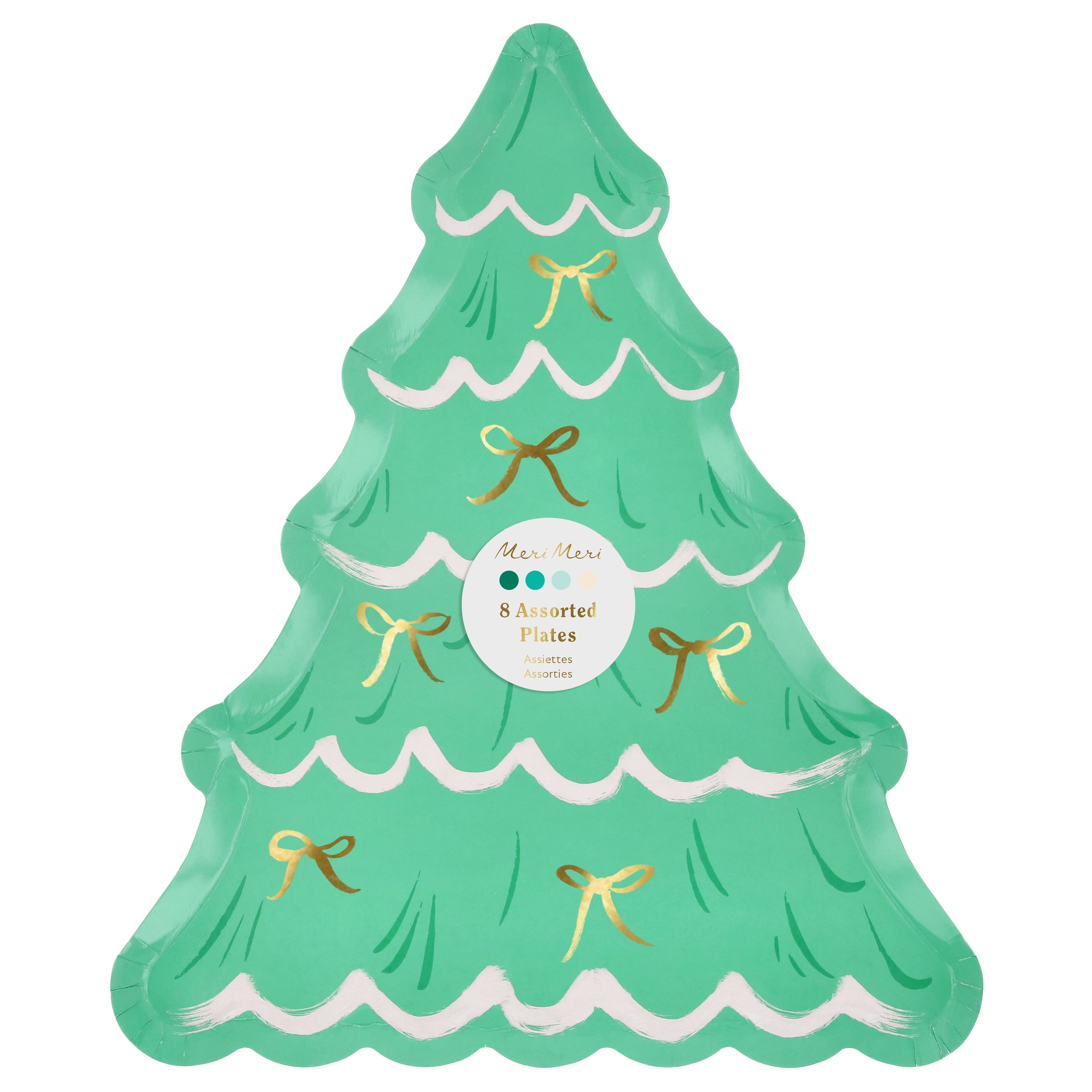 Christmas Tree With Bows Plates (x8)